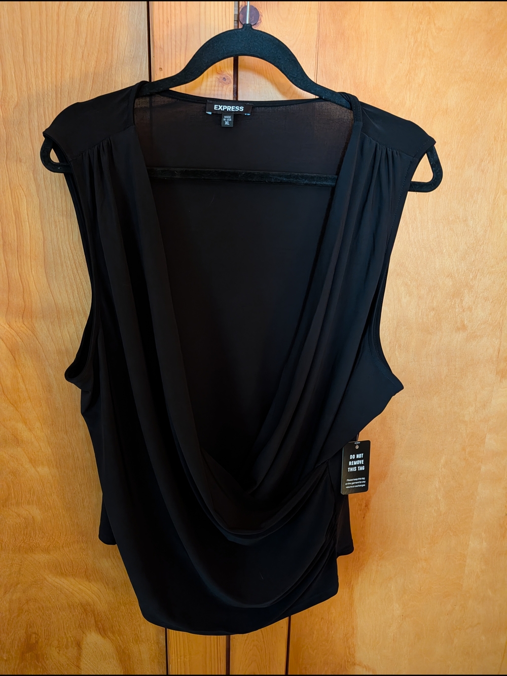 Express Women's Black Cowl-Neck, Ruched Sleeveless Top Size XL NWT